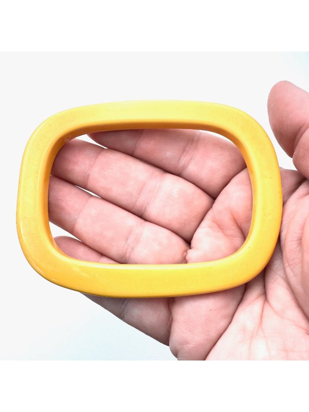 Vintage Bakelite Bangle Bracelet Retro Rectangular Shape Yellow